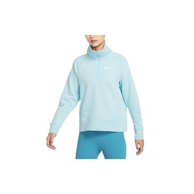 Vêtements de sport Couleur unie Logo Col montant Veste demi-zip Femme Vêtements d'extérieur Bleu Océan-Bonheur FD9930-442