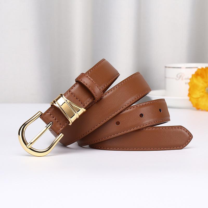 Stylish, Simple And Trendy Women'S Leather Belt Women'S Versatile High-End Pin Buckle Casual Jeans Belt Women'S