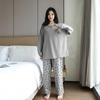Women's Plus Size Pure Cotton Embroidered Long Sleeve Pajama Set for Home and Outdoor Wear