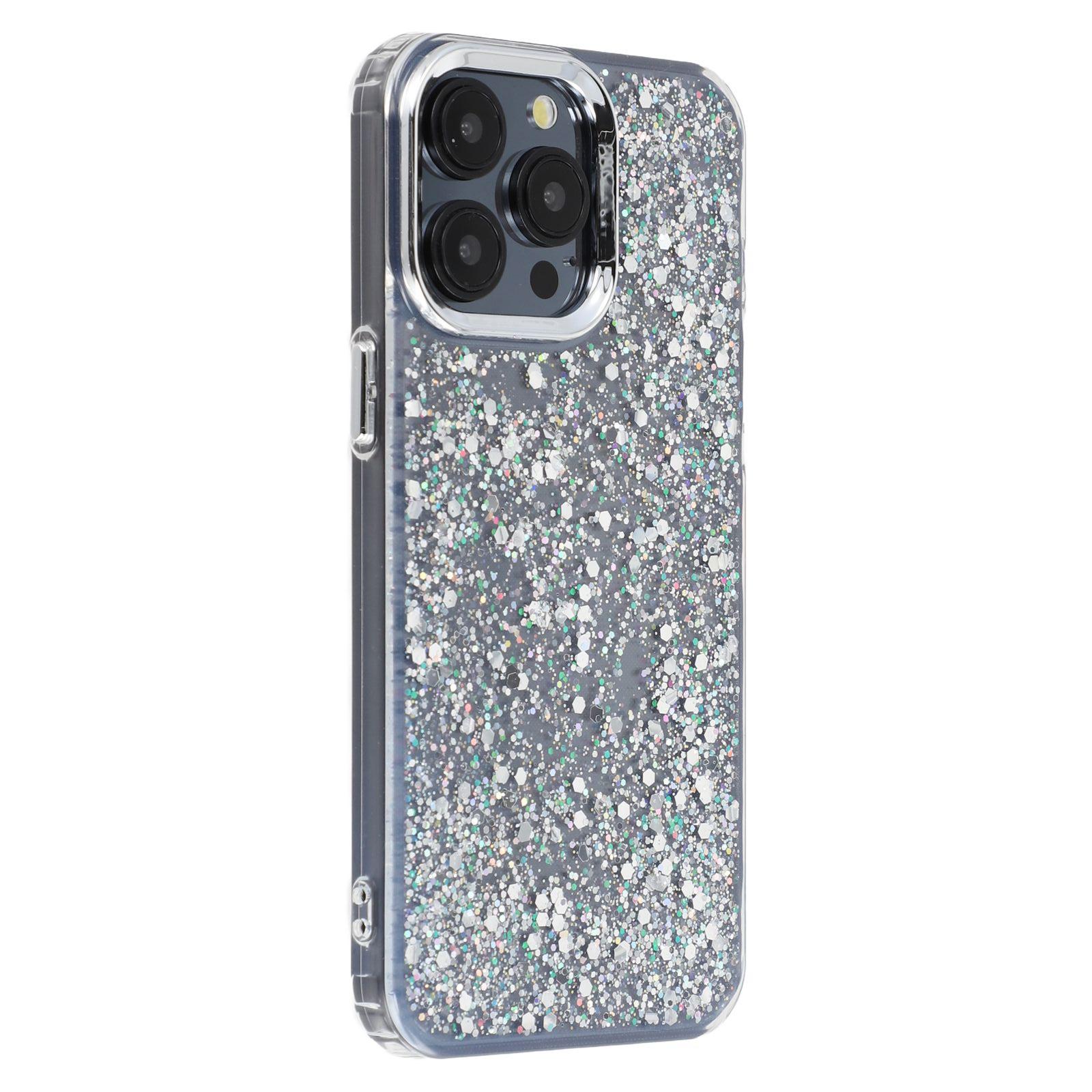 

For iPhone 15 Pro Case Epoxy Design Electroplating Soft TPU Phone Back Cover Large Lens Cutout A
