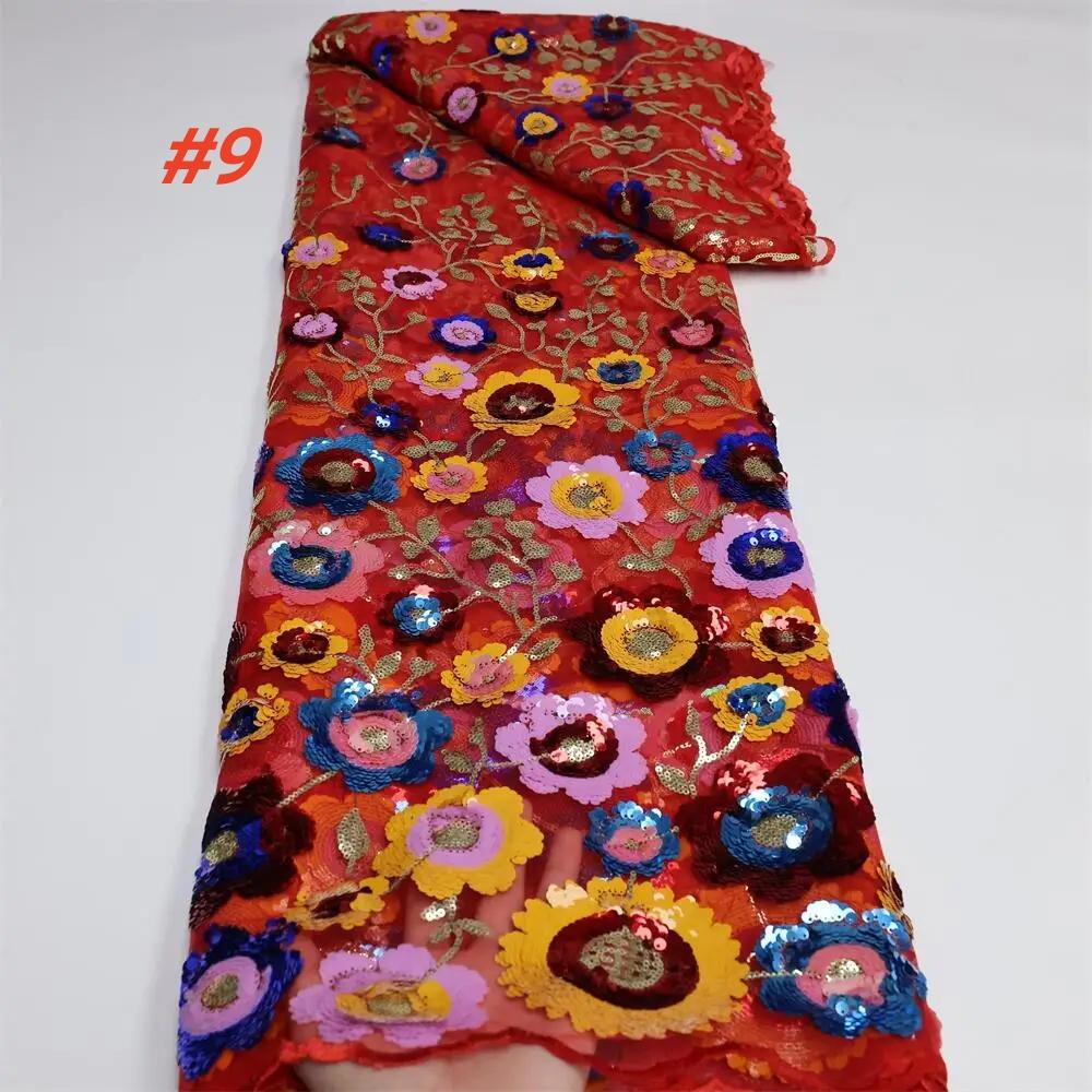 Luxury African Sequins Lace Fabric 2025 High Quality Embroidery French Nigerian Tulle Lace Fabric For Wedding Party Dress Sewing
