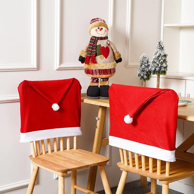 Christmas Chair Cover Red Non-woven Chair Cover Christmas Table Decoration Dining Chair Cover Christmas Party Party Supplies