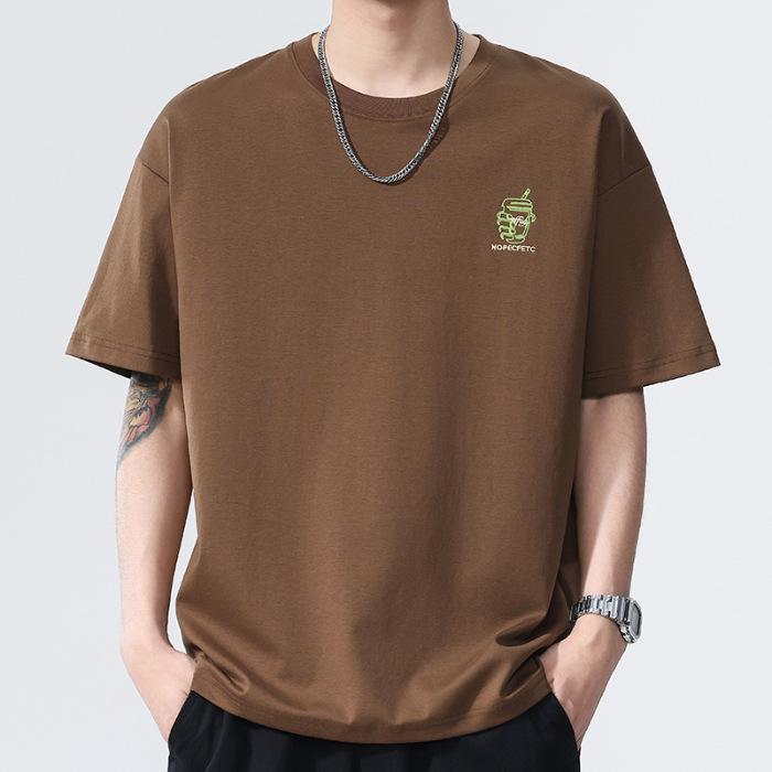 

Новая летняя мужская футболка с круглым вырезом, с коротким рукавом, тонкая, повседневная, молодежная, с рукавом до локтя 3XL