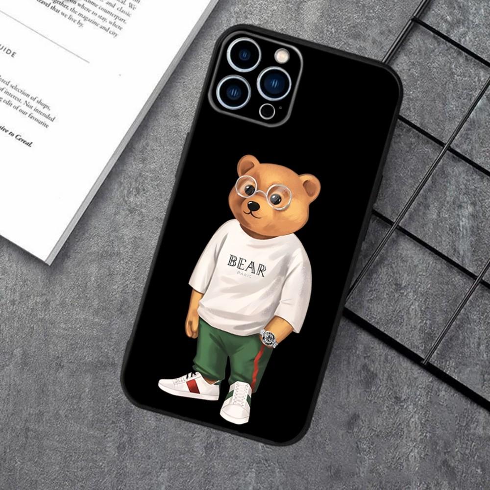 Fashion B-Baron Filou Bear Phone Case For Apple iPhone 15,14,13,12,11,XS,XR,X,8,7,Pro,Max,Plus,mini Silicone Black Cover iPhone13