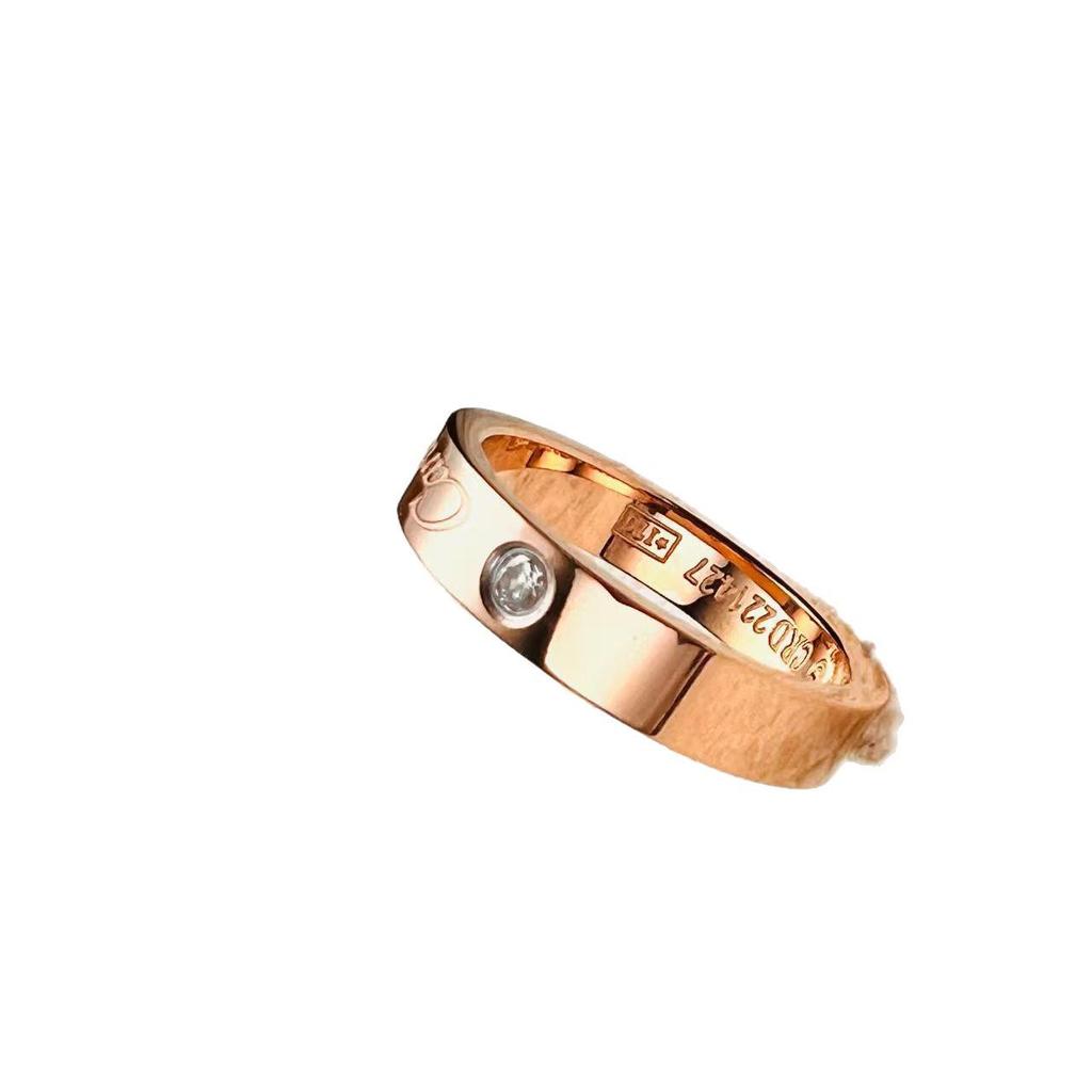 Rose Gold Titanium Steel Diamond Couple Ring - Trendy Kaga Signature Unisex Ring
