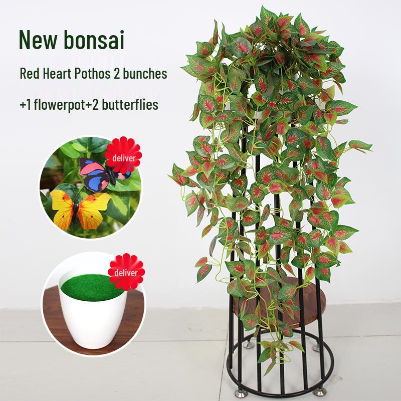 Artificial Pothos & Spider Plant Rattan Vine Wall Hanging for Indoor/Outdoor Decor