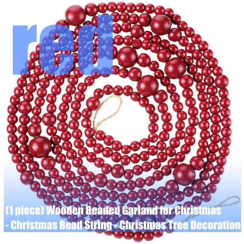 Natural Wooden Bead Strands For Christmas Tree Decors And Gift Wrapping Accent J0MC