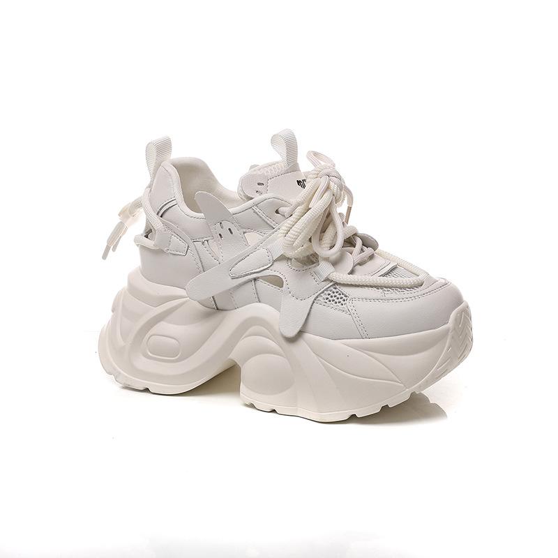 

Кроссовки Папа 2025 Лето Новинка Сетчатые Полые Кроссовки Толстая Подошва Подчеркивают Маленький Подъем Женская Обувь 39 бежевый