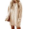 Women's Fashion Loose Cable Knit Long Sleeve Pullover Sweater Dress