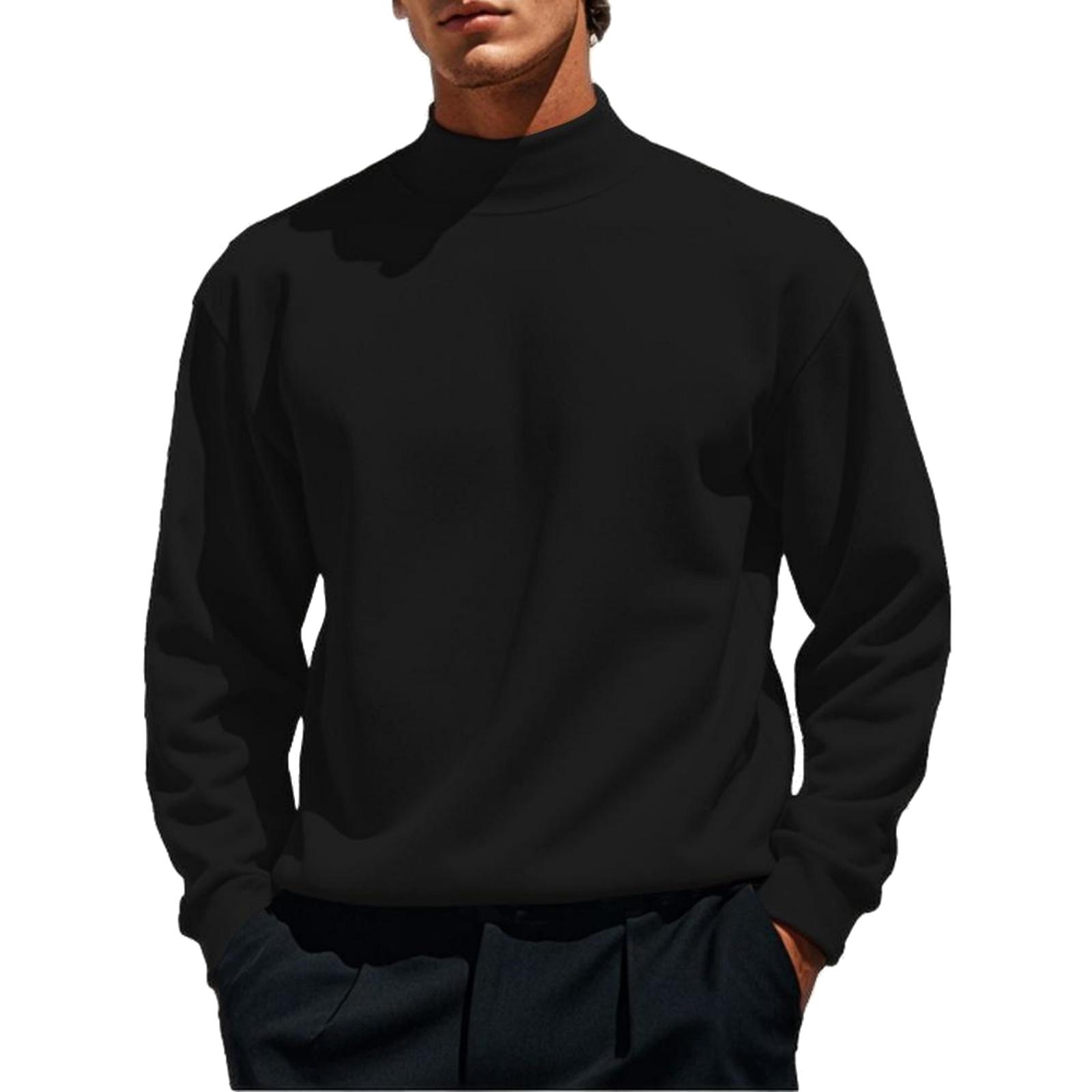 

Мужская повседневная однотонная базовая рубашка из немецкого бархата, мужская ретро американская футболка с высоким воротником и длинными рукавами с капюшоном внутри XL чёрный