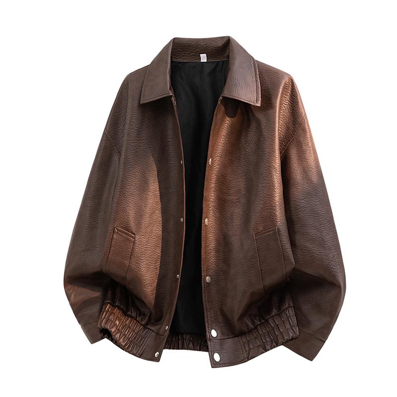 Autumn And Winter Men's Motorcycle Suit Simple And Versatile Leather Jacket Loose Leather Jacket