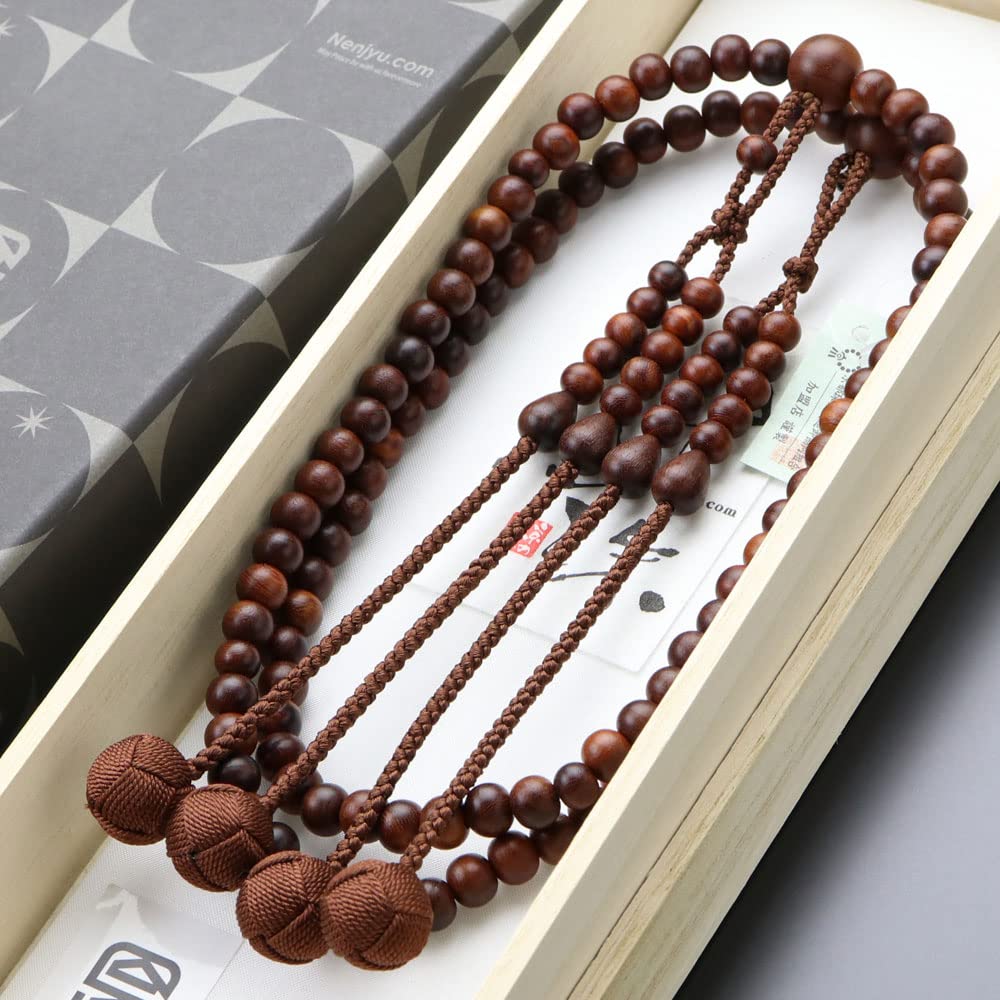 Nenju dot com Shingon sect prayer beads for men Shakuni rosewood pure silk Sanskrit tenbo prayer beads Kyoto prayer beads Kyoto distribution 108 beads