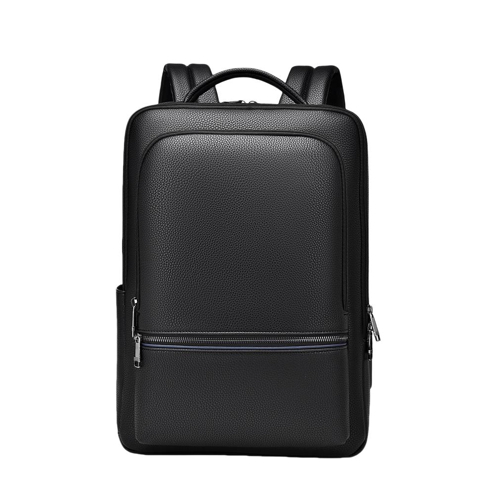 Large Capaci Men s Leather Backpack Double Oulder Waterproof Commuter Travel Backpack Soft Handle Zipper Laptop Bag чёрный