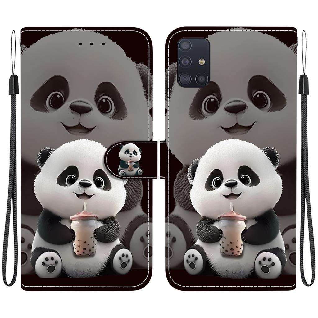 Handmade PU Leather Flip Case for Samsung Galaxy A51 5G (SM-A516F/A516B)- Anti-Slip Shockproof Cover with Wrist Strap & Heart/Rose Cat Designs