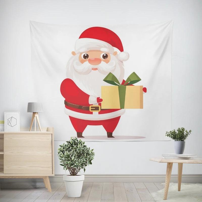 Christmas New Year Cute Santa Claus Gift Pattern Living Room Bedroom Decorative Tapestry