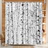 Wathon Birch Trees Shower Curtain Gray Tree Bathroom Decor Winter Birch Forest Bath Curtain Neutral Black and White Bath Set Rustic Winter Forest