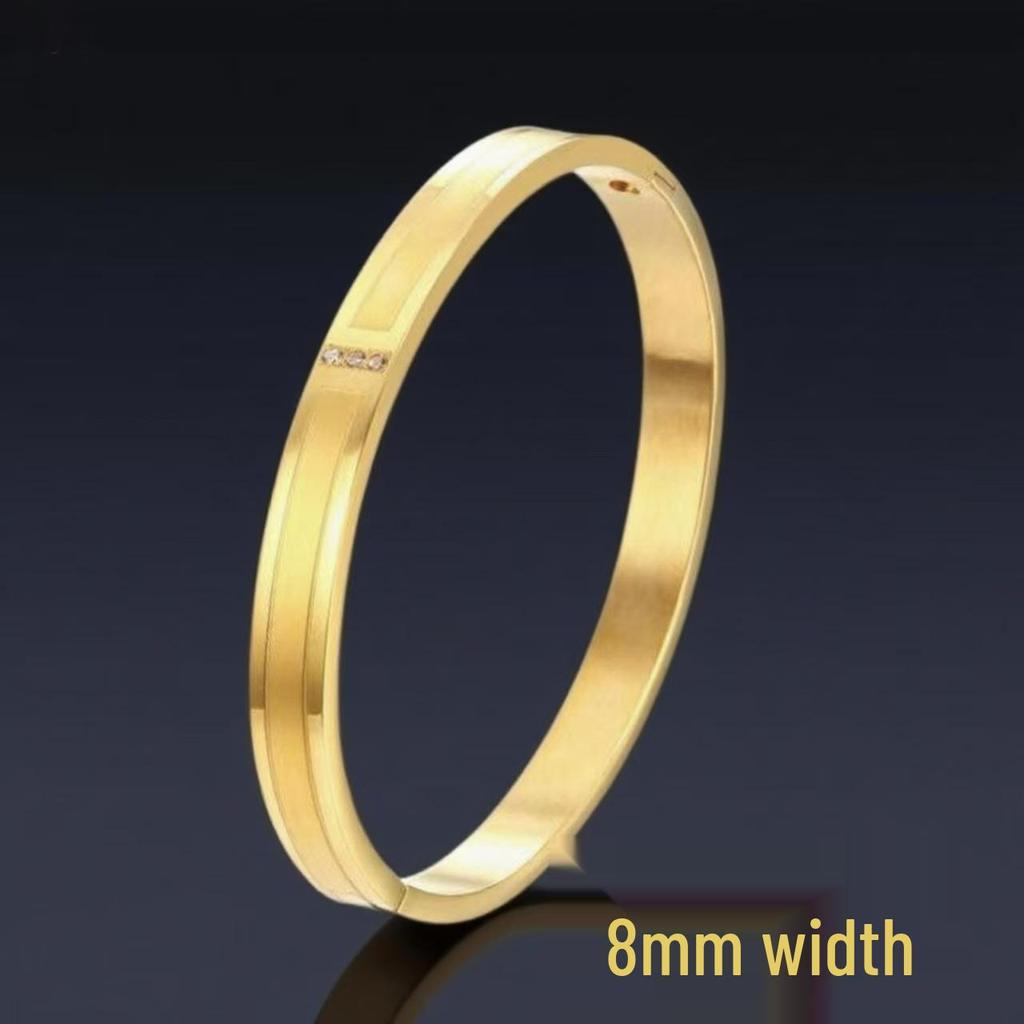 Women's Adjustable C-Shaped Titanium Steel Bracelet - 6mm Wide, Stainless Steel, Colorfast Jewelry