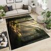 Forest Landscape Print Area Rug Soft Flannel Washable Floor Mat for Living Room Bedroom Entryway Nature Themed Home Decor