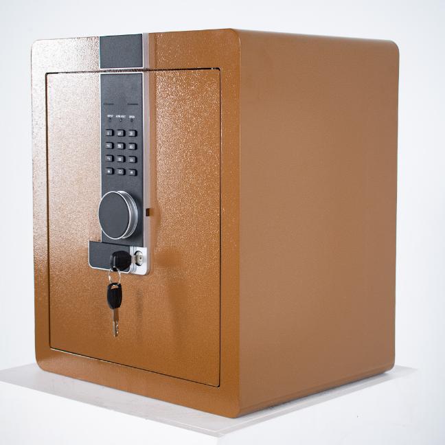 Panzerhaushaltstresor mit Elektronikschloss und Schlüssel 45x38x32 cm braun