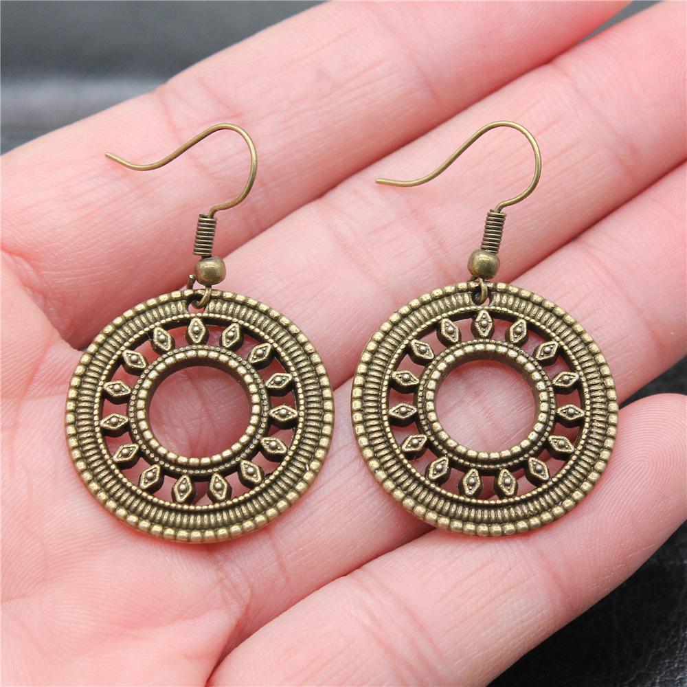 38 Styles Women Ethnic Style Jewelry Earrings Bohemia Carved Round Oval Waterdrop Flower Pattern Dangle Earrings Drop Earrings