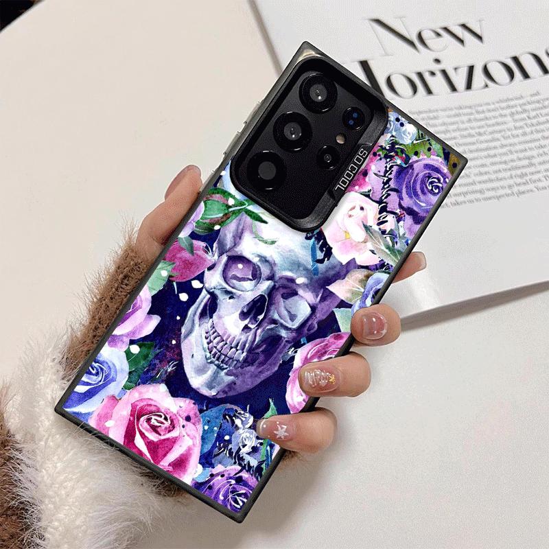 Floral Skull Flower Skeleton Shockproof Phone Case for Samsung Galaxy S26 Edge S25 Ultra S24 FE S23 Plus S21 Cover Anti Fall Fun