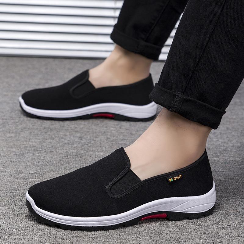 New Old Beijing Cloth Shoes Single Shoes Men's Breathable Soft Sole One Pedal Canvas Casual Dad Work Shoes