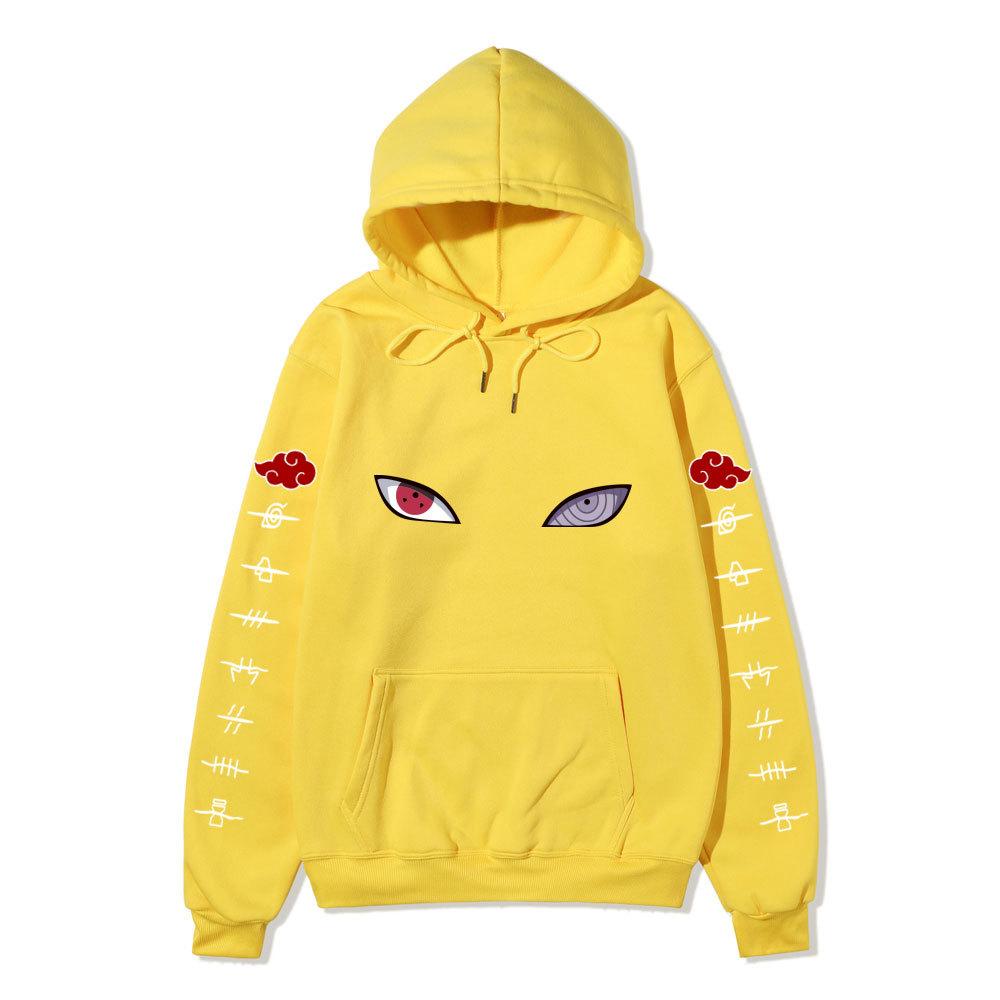 Unisex Naruto Sharingan Rinnegan Eyes Fleece Hoodie, Akatsuki Anime Graphic Pullover Long Sleeve Sweatshirt