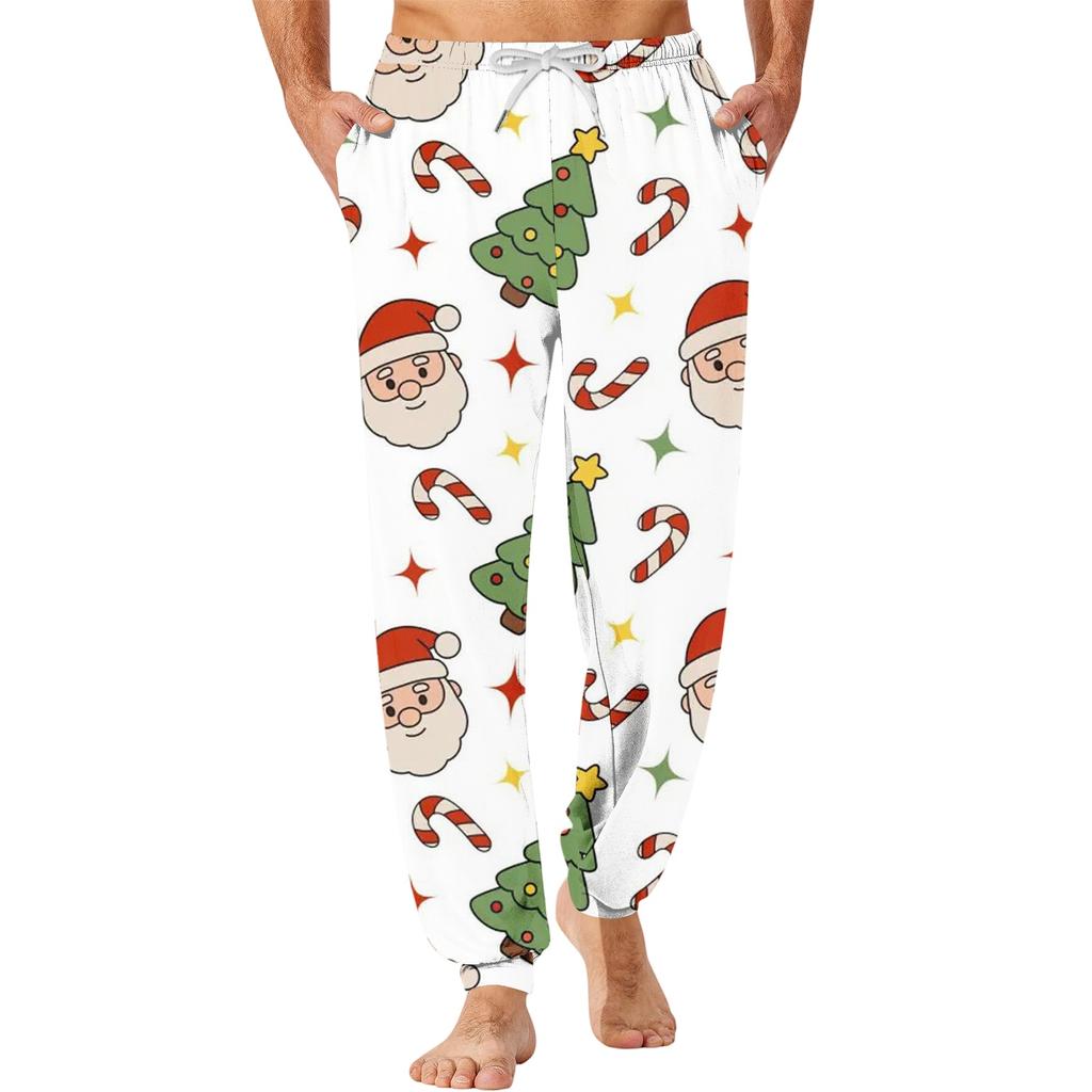 Men's Christmas Printed Thermal Pajama Pants for Winter Sleepwear