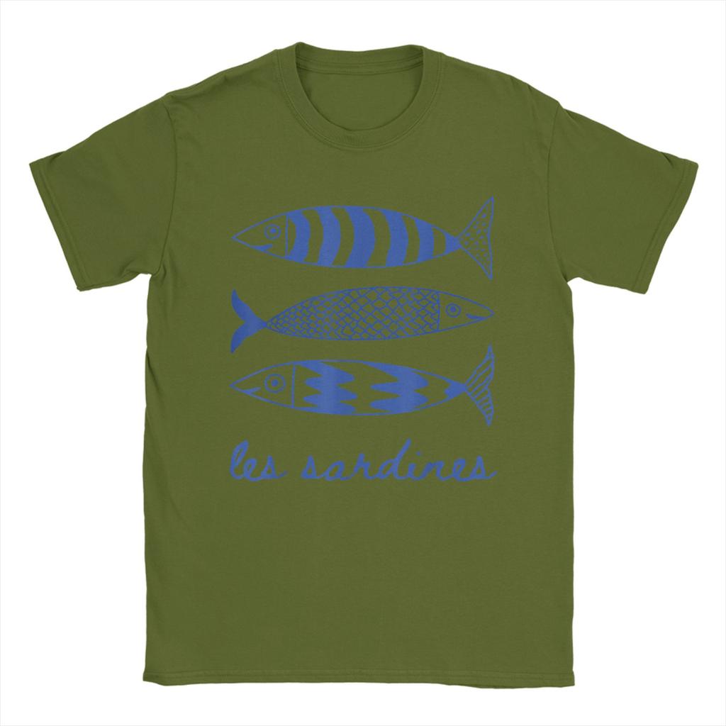 Les Sardines Tinned Fish Graphic Funny T Shirt Men's  Cotton Funny T-Shirts O Neck Fisherman Tees Short Sleeve Tops Classic