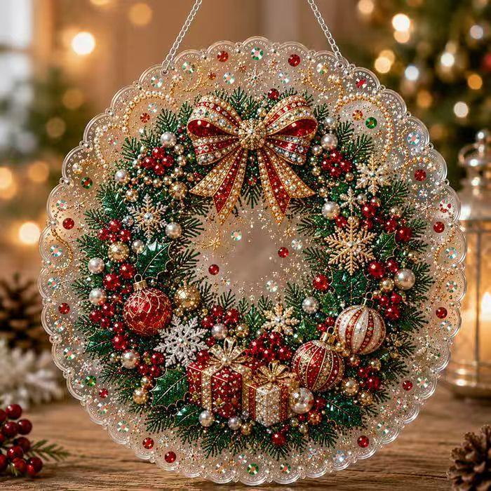 5D Diamond Painting Hanging Ornament Santa Claus Christmas Tree Decor Pendant with Chain Holiday Home Decoration