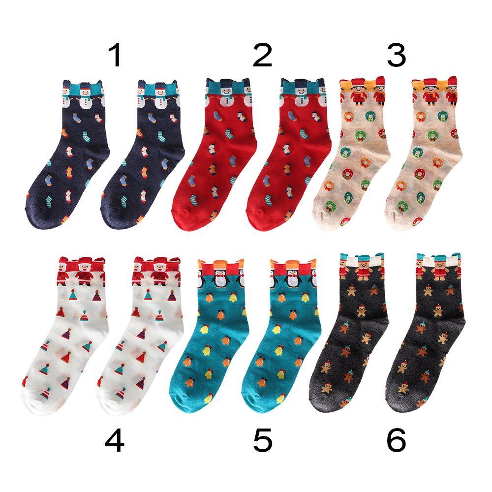Women Multi-Color Xmas Gifts Winter Warm Stereoscopic Christmas Socks Cotton