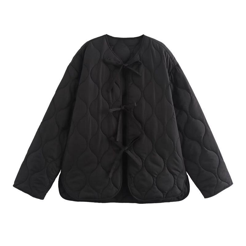 

Kaslead Новое поступление Женская одежда Модный стиль Модное украшение-бант Хлопковая куртка Верхняя одежда 1255992 Black L