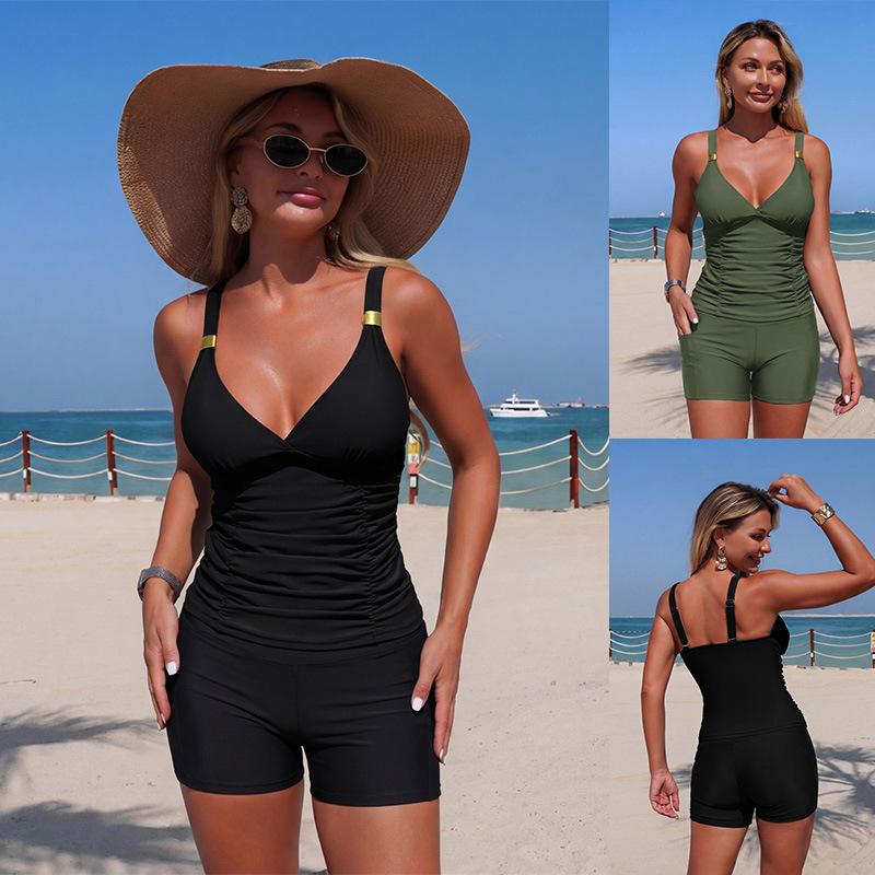 Swimwear new split swimwear pocket tankini for women in stock