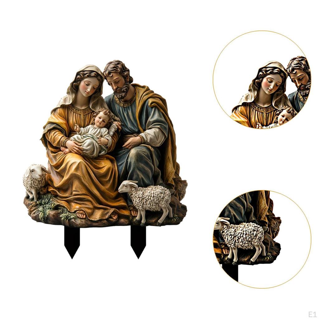 Garden Jesus Nativity Scene Stake Xmas Yard Sign Christmas Decor, 2D Acrylic for Pathway,