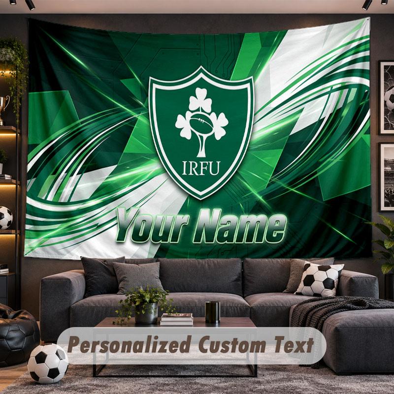 Wall Hanging Tapestry Custom NameIreland Rugby Pattern Personalized Printed Fabric Wall Decor