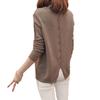 Women's V-neck Pullover Sweater Long Sleeved Sweater Autumn and Winter Solid Color Knitted Sweater for Women