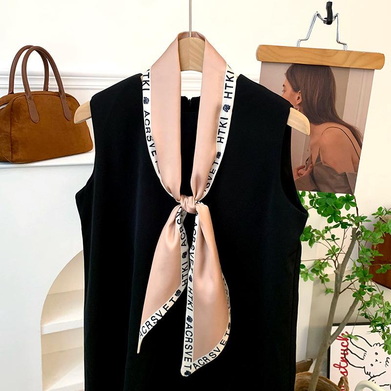Summer New Long Silk Scarf Women's Small Streamer Printing Imitation Silk Suit Sweet Small Scarf