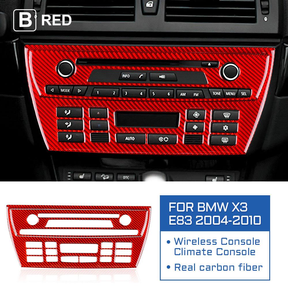Carbon Fiber Style Interior Sticker for BMW X3 E83 2004-2010 AC CD Panel Cover Trim