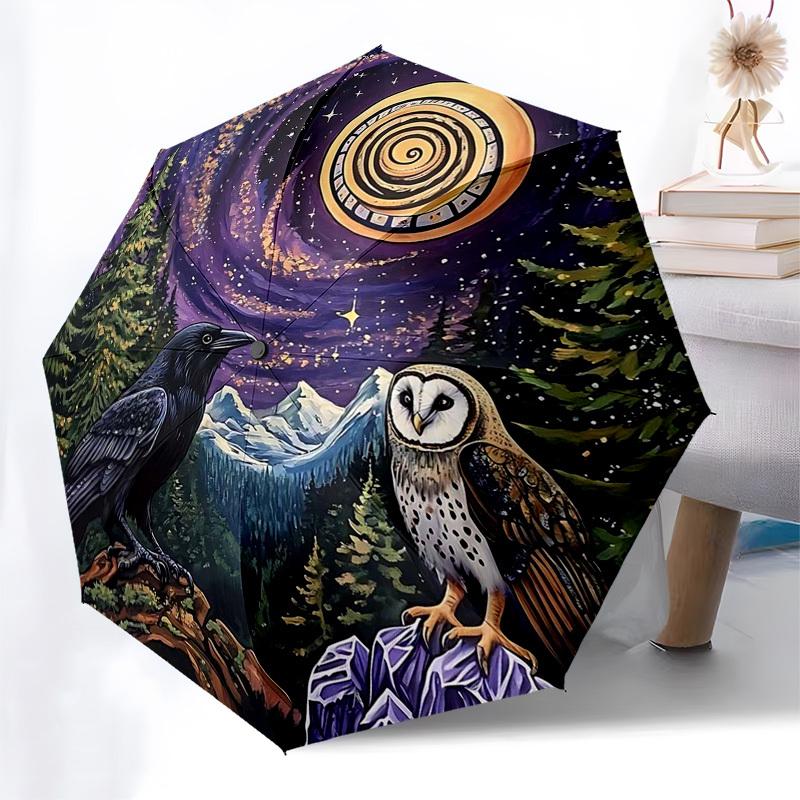 

1pc Starry Night Adventure: Automatic Folding Umbrella with 3-Fold Design, Iron Frame, Outdoor Use - Perfect for Fans, Travelers, Daily Use, and Festi