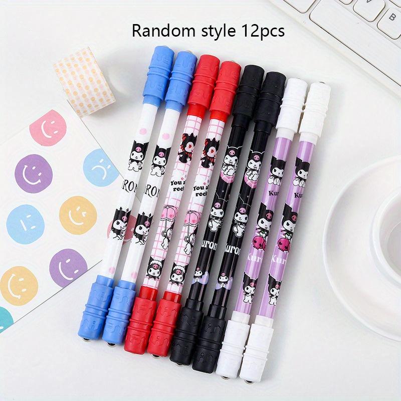 

12pcs Kuromi Sanrio cartoon cute elf spin pen special pen spin gift pen signature pen 0.5mm black Random style 12pcs