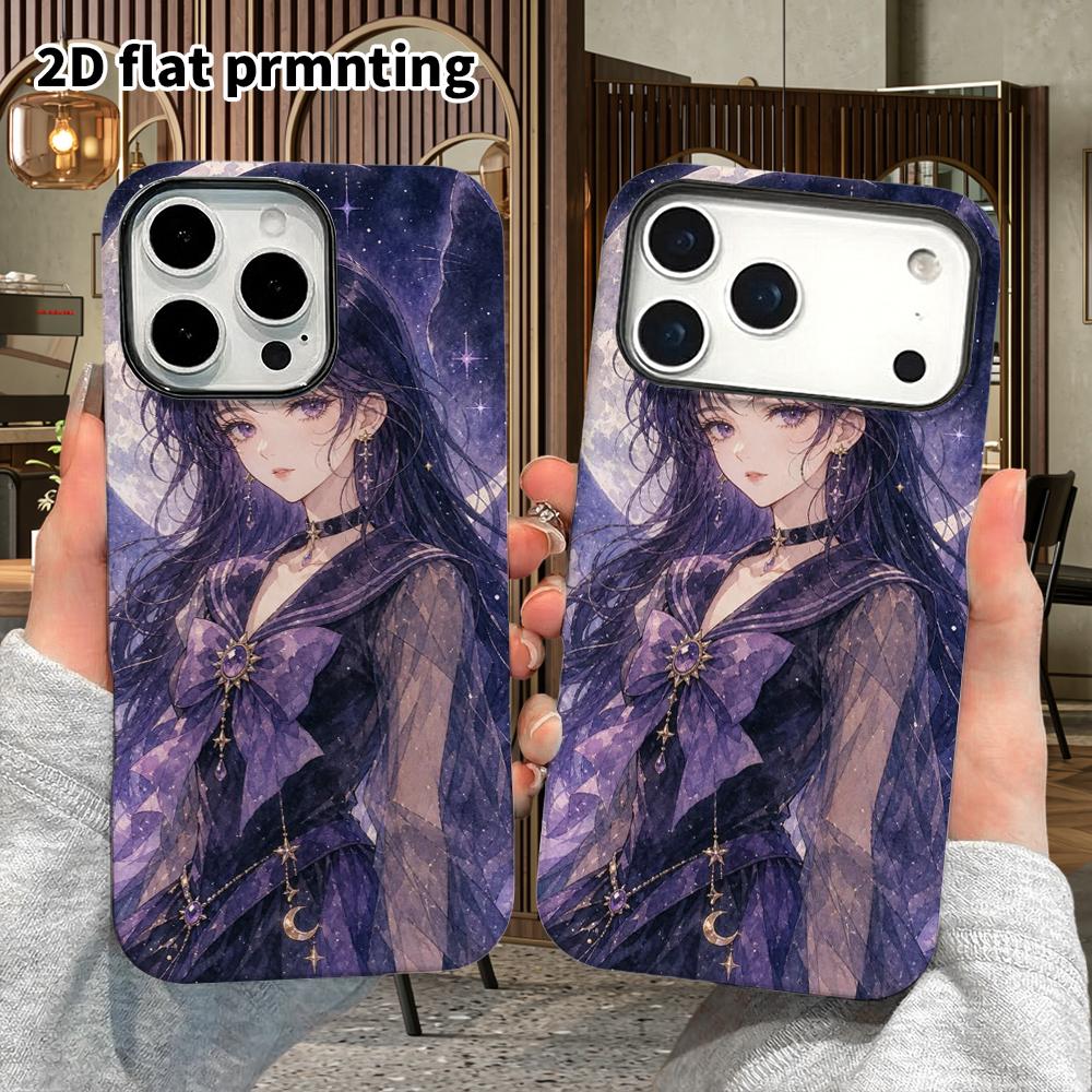 Phone Case: 2D Flat Design Suitable for iPhone 18, 17, 16, 15, 14, 13 Pro Film Protective Case, Couple Style, Dark Cute Girl, Christmas and Halloween 
