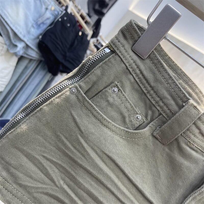Gonna corta di jeans bianca alla moda: Dimagrante, Versatile, Zip Laterale, Caratteristica Anti-Esposizione