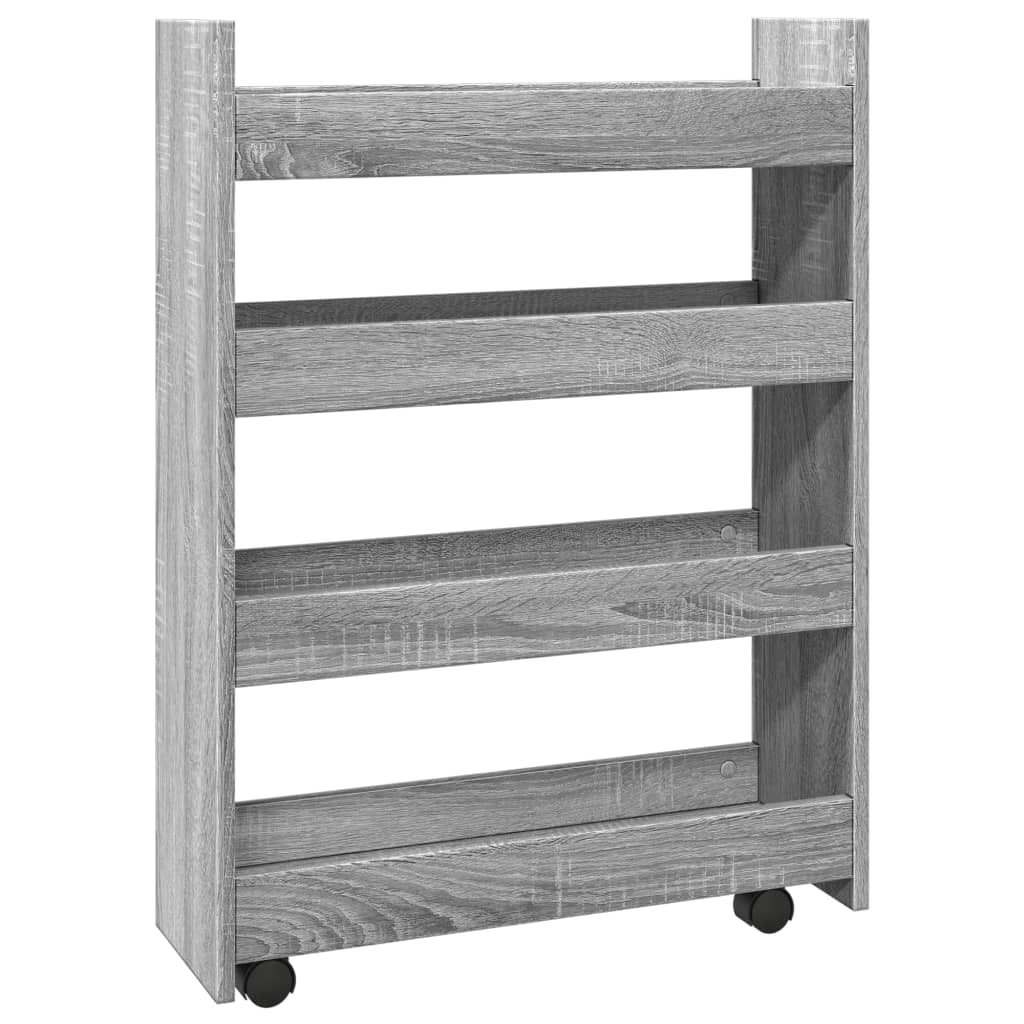 Narrow Storage Trolley 4 Tier Grey Sonoma Particleboard
