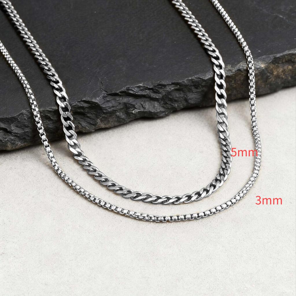 2pcs Trendy Chain Necklace for Men Boys,Stainless Steel Silver Gold Color Cuban Chain Collars,Box Chain Twisted Rope Chain Gift