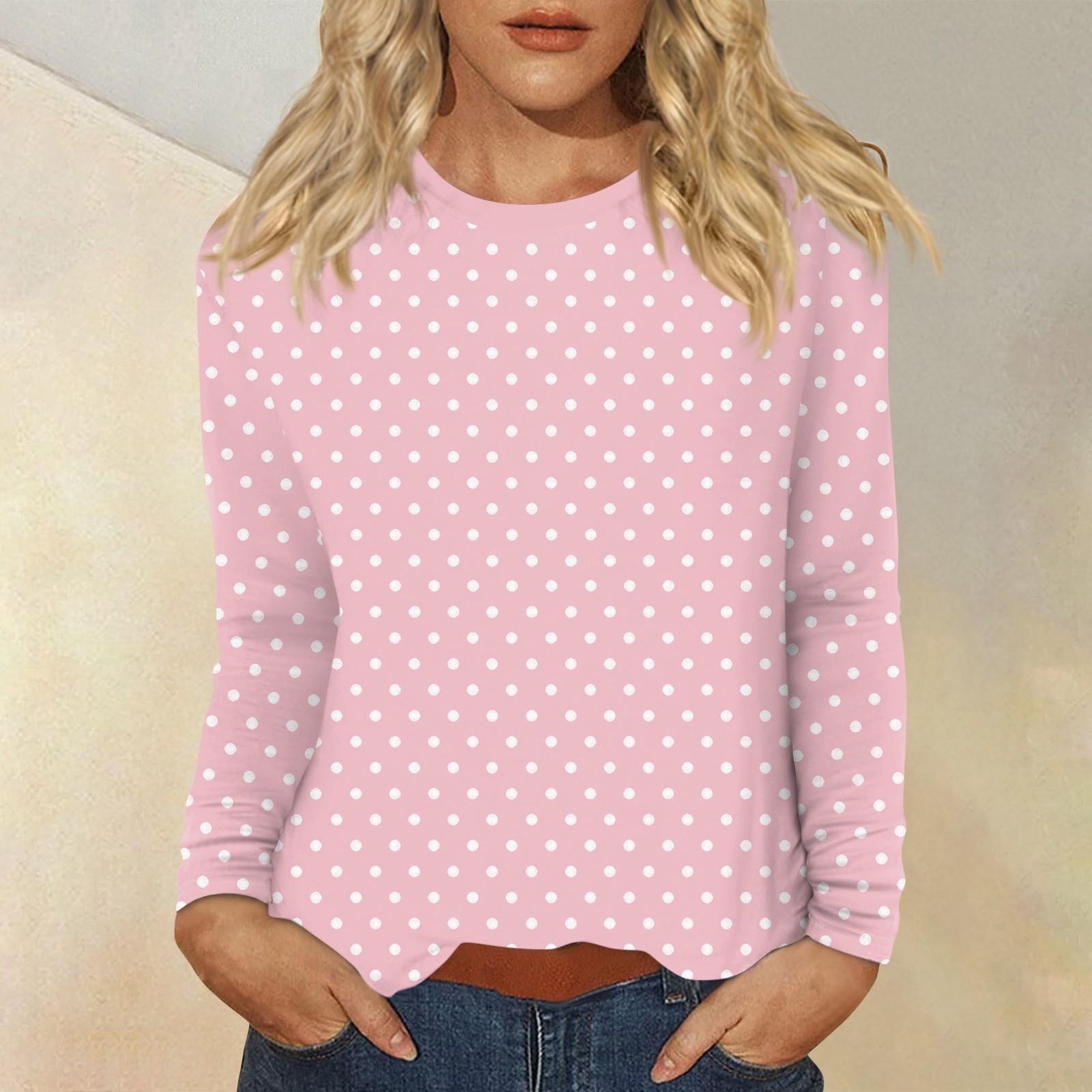

Women s Daily Casual Long-sleeved Printed O-neck Top XL рожевий