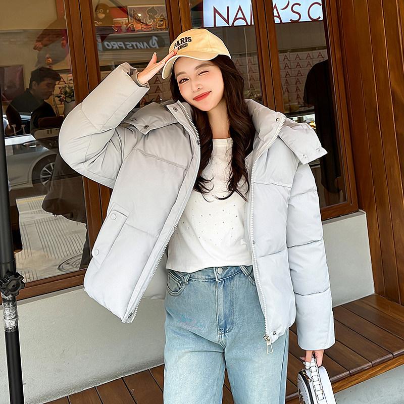 Padded-on women's short hooded new pink casual padded jacket small bread jacket jacket