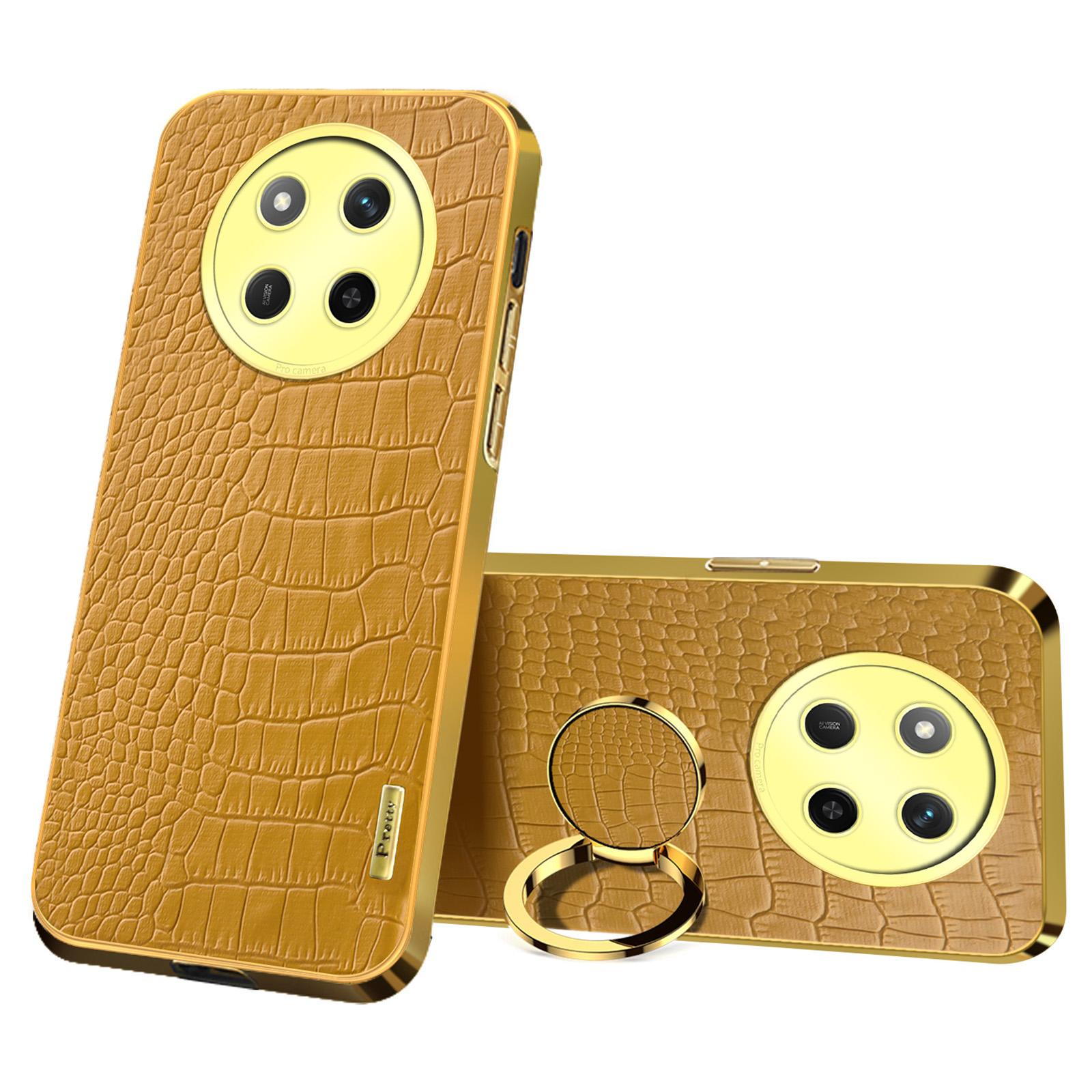 

For Honor Magic7 Lite 5G/X9c 5G/X60 Pro 5G Case TPU + PU Kickstand Phone Cover Crocodile Texture Electroplating D