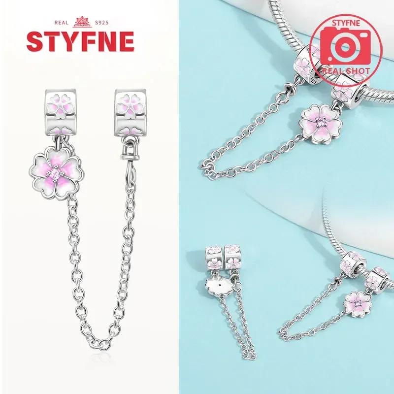 Coração Estrela de Cobre e Flor da Lua Corrente de Segurança para Mulheres Joia Fina Usável Presente Pulseira Original Contas DIY