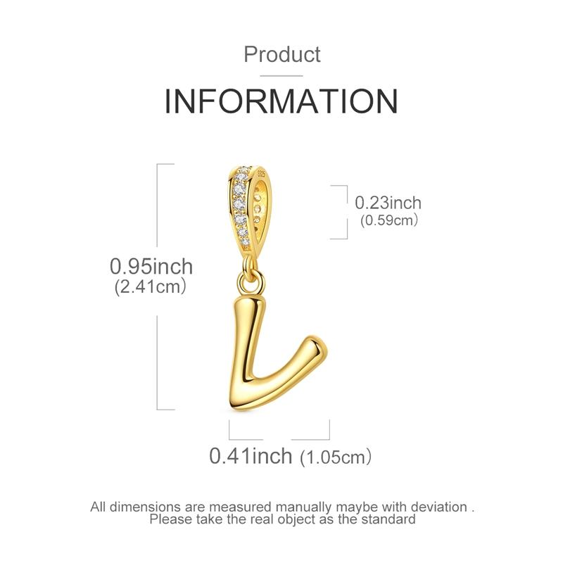 copper Alphabet Charm Bead Charms Bead Charms Golden 26 AZ letters Pendants Compatible With Women Authentic Bracelets Do It Yourself Christmas Gift