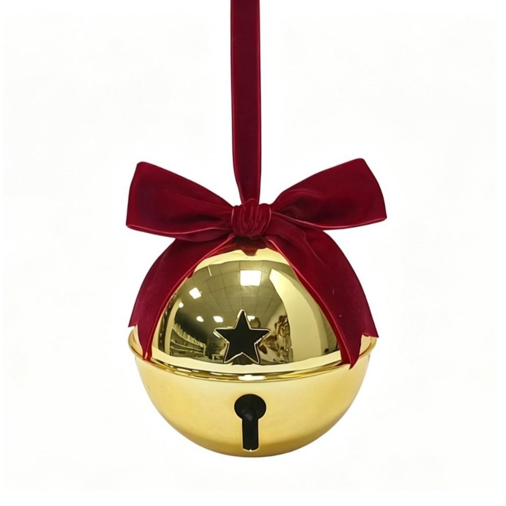 Vintage Christmas Bell Pendant Velvet Bow Xmas Tree Hanging Bells Christmas Tree